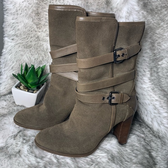 Coach Shoes - Alexandra Olive Suede Leather Ankle Boots